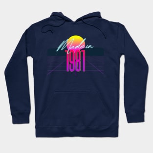 Made In 1981 ∆∆∆ VHS Retro 80s Outrun Birthday Design Hoodie